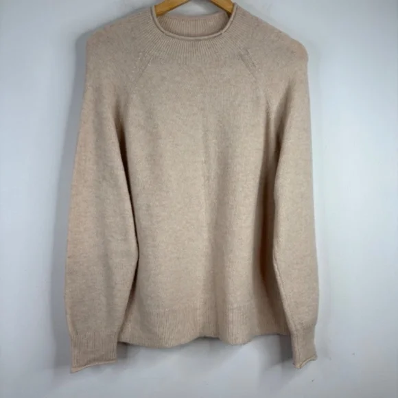 J Crew Rollneck Sweater L Supersoft Yarn Beige Wool Alpaca Classic Minimalist - Picture 2 of 10